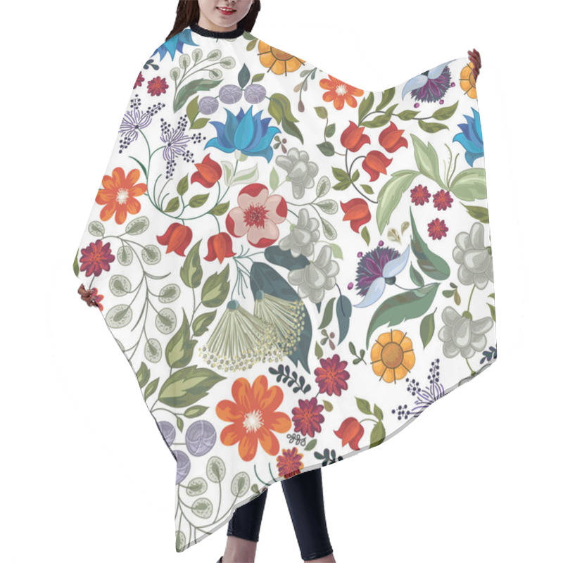 Personality  Background With Seamless Pattern Of Spring Flowers Hair Cutting Cape