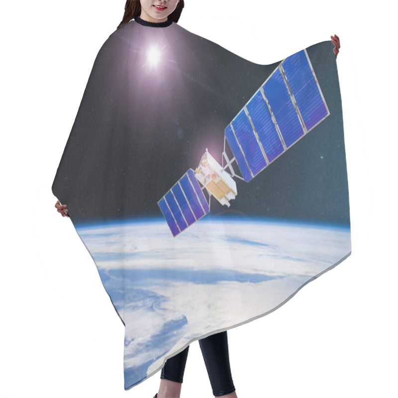 Personality  Space Satellite Orbiting The Earth. Elements Of This Image Furnished By NASA Hair Cutting Cape