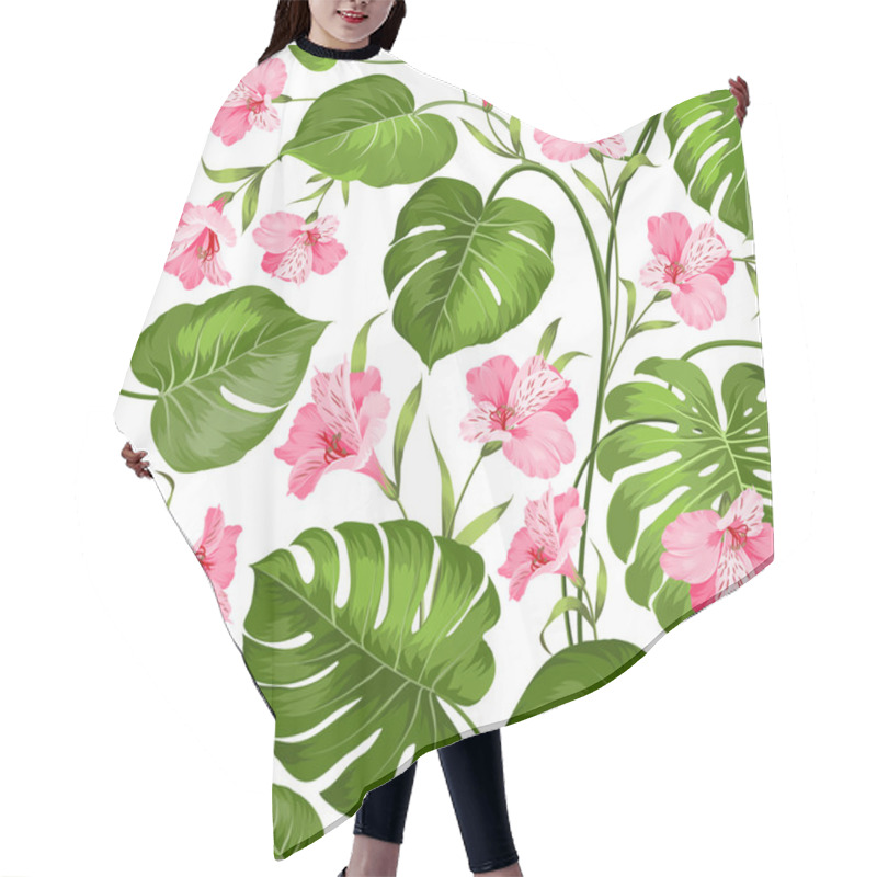 Personality  Alstroemeria On Seamless Background. Hair Cutting Cape