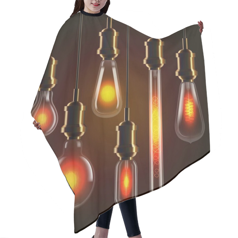 Personality  Retro Light Bulb Set Hair Cutting Cape