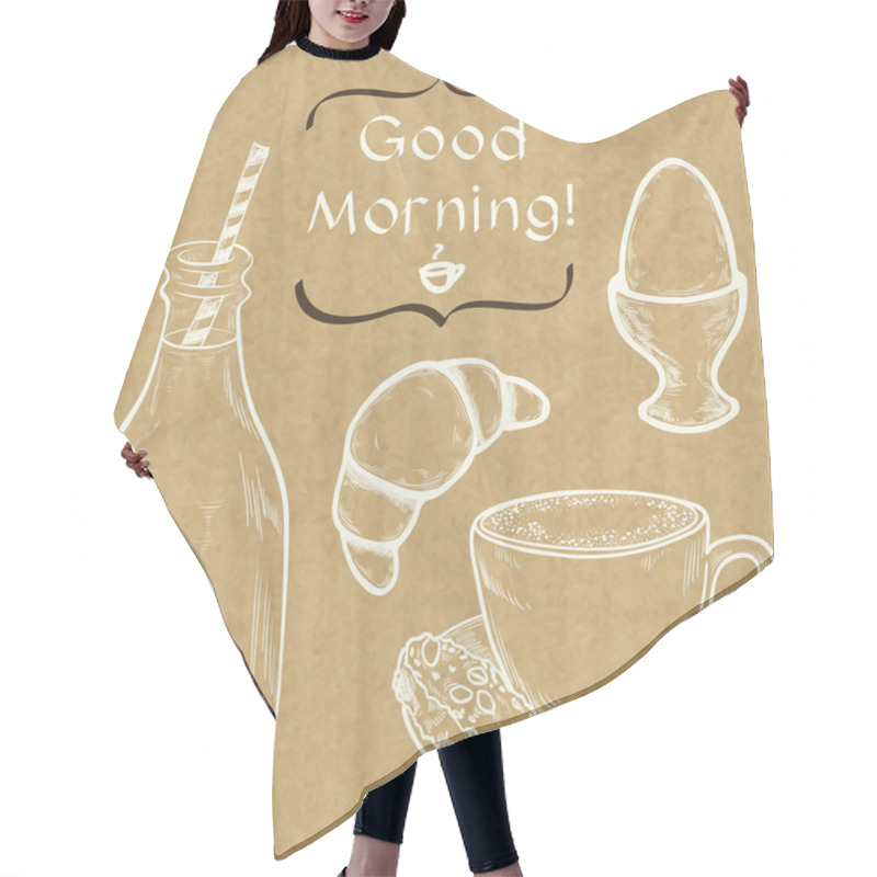 Personality  Morning Coffee, Boiled Egg And Milk Hair Cutting Cape