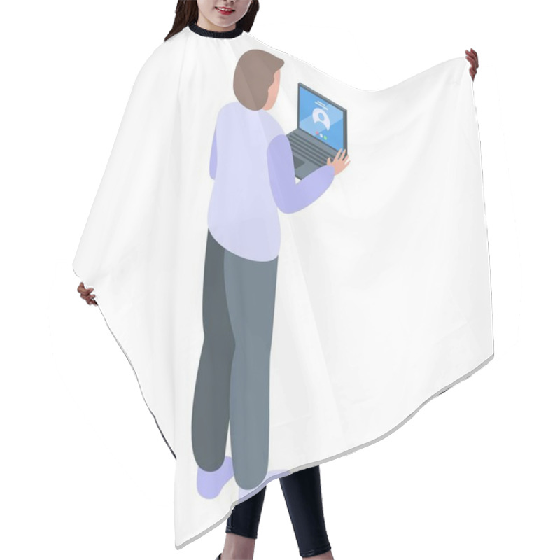 Personality  Computer Interaction Icon, Isometric Style Hair Cutting Cape