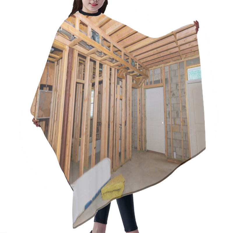 Personality  Basement Framing Construction Interior Frame Of A New House A New Stick Built Hair Cutting Cape