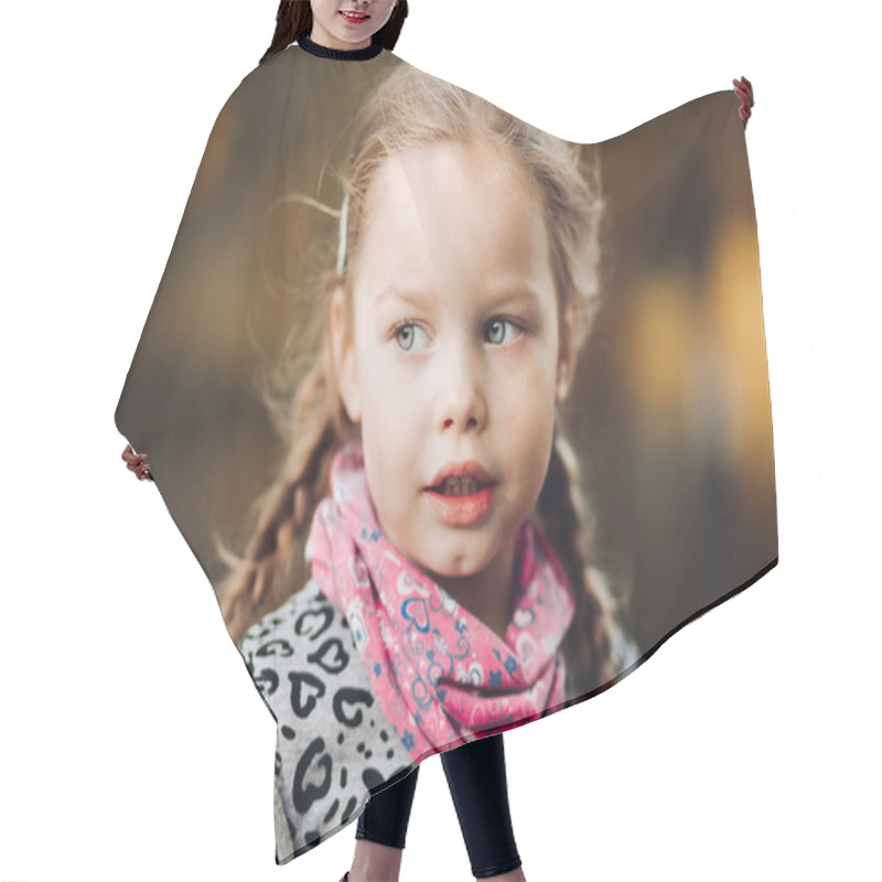 Personality  Portrait Of Beautiful Girl In Village Is Want To Fun, Picture Isolated On Blur Background Hair Cutting Cape