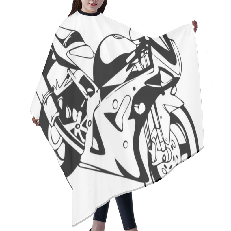 Personality  Sport Superbike Motorcycle With Helmet. Eps 10 Vector Illustration Hair Cutting Cape