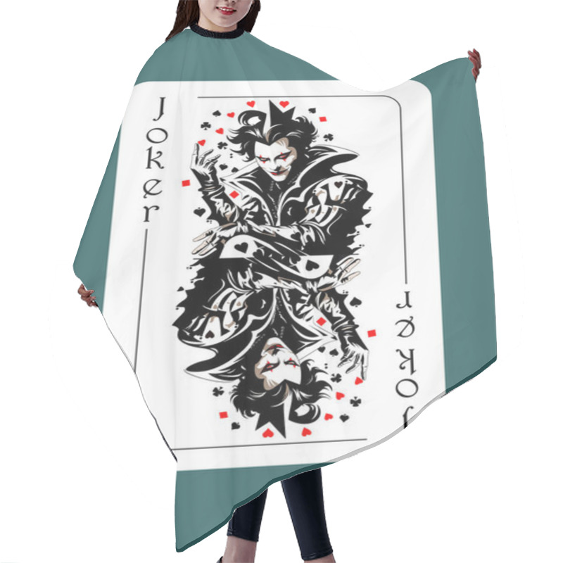 Personality  Joker Playing Card. Original Design. Medieval Jester. Vector Illustration Hair Cutting Cape