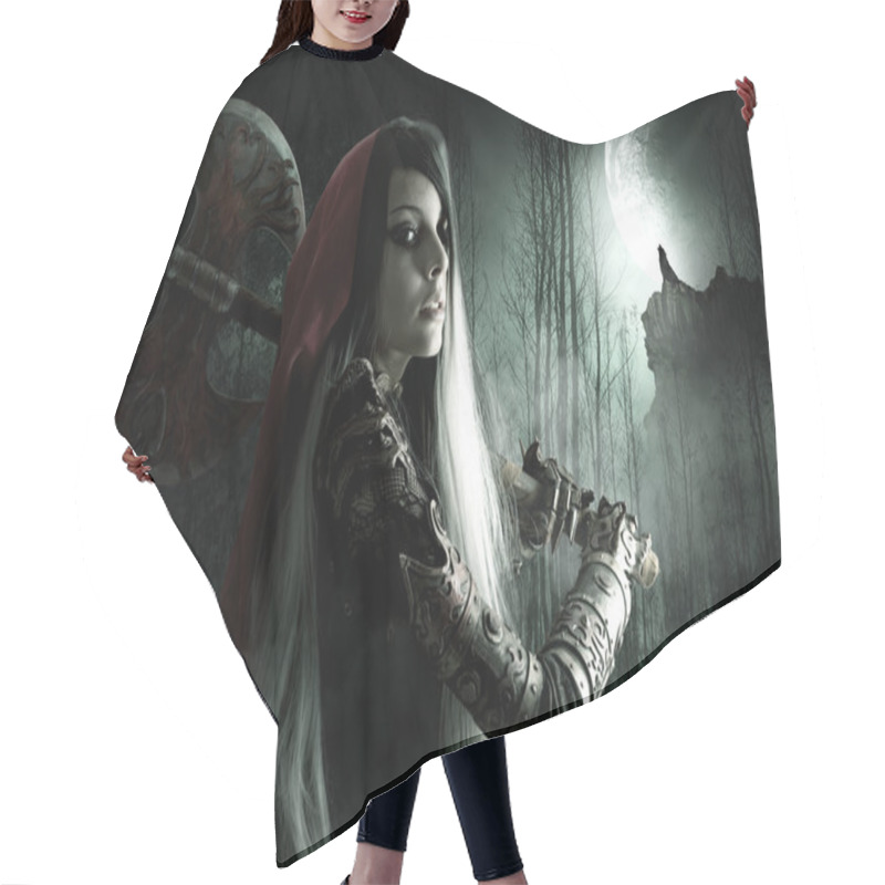 Personality  Dark Red Riding Hood Girl Hair Cutting Cape