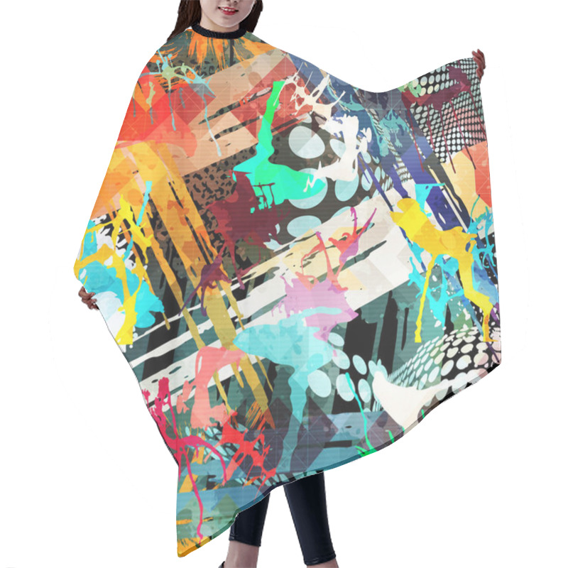 Personality  Colored Abstract Seamless Pattern In Graffiti Style. Quality Illustration For Your Design Hair Cutting Cape