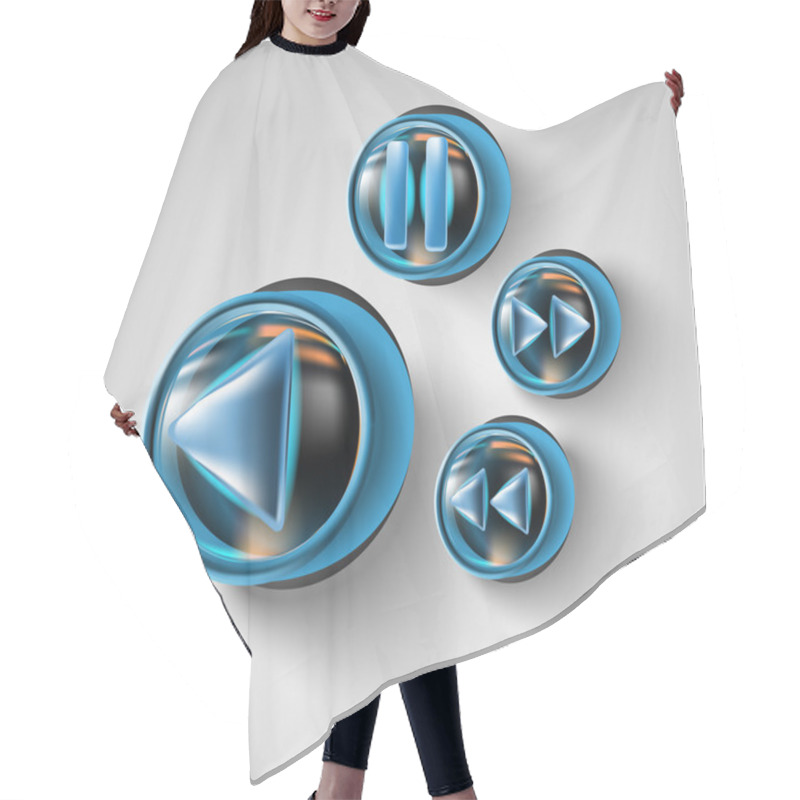 Personality  Media Player Buttons  Vector Illustration  Hair Cutting Cape