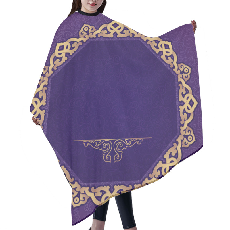 Personality  Oriental, Folk Ornament. Purple Background. Hair Cutting Cape