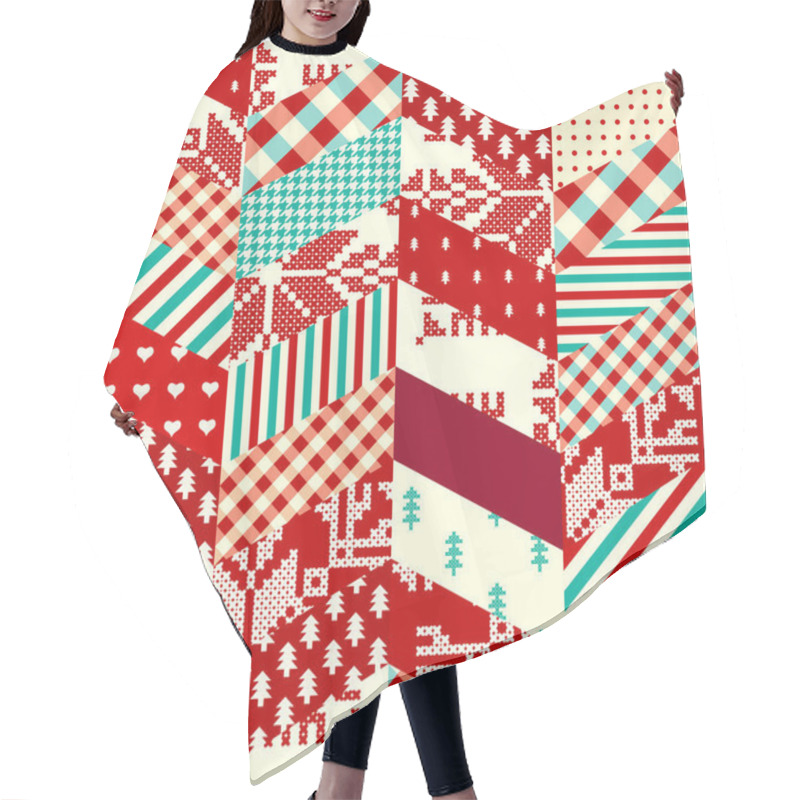 Personality  Patchwork Textile Pattern. Seamless Quilting Design Background. Hair Cutting Cape