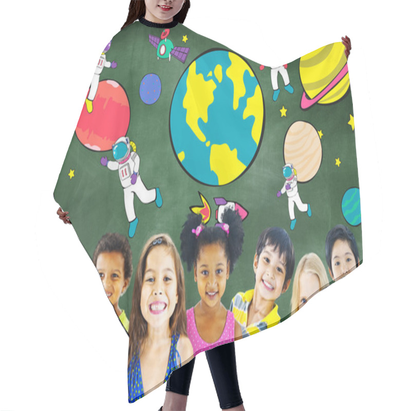 Personality  Cute Diverse Kids Smiling Hair Cutting Cape