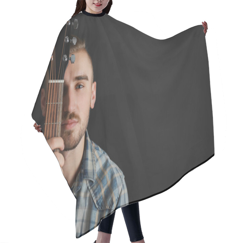 Personality  Young Man With Guitar Hair Cutting Cape