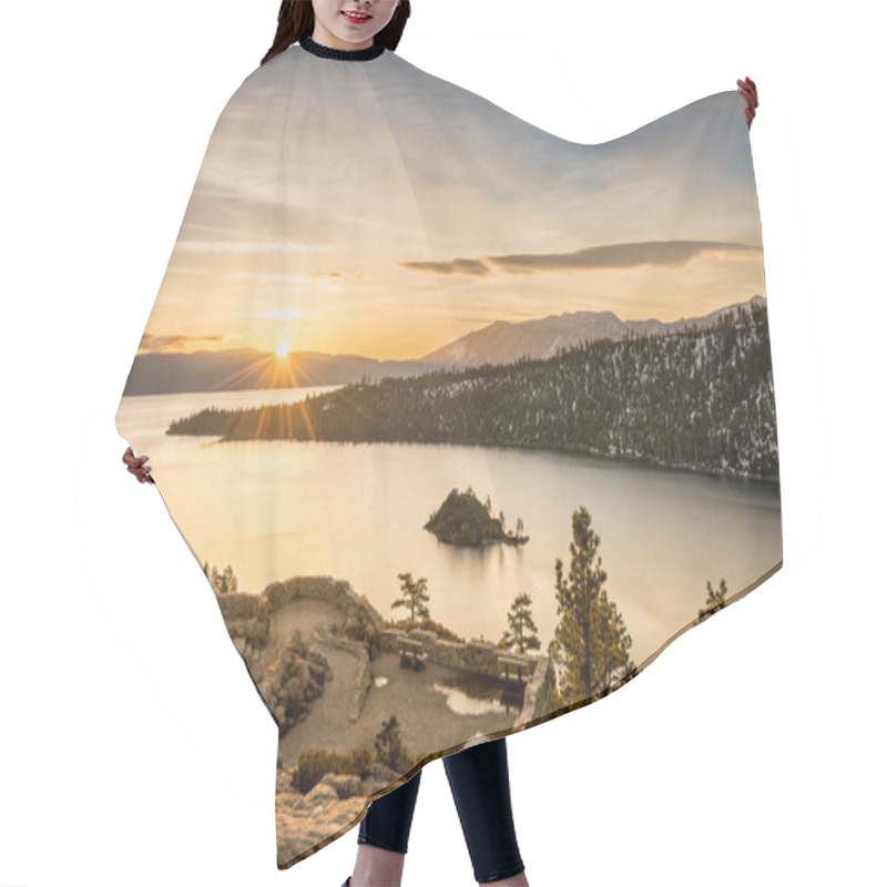 Personality  Emerald Bay On Lake Tahoe With Snow On Mountains Hair Cutting Cape