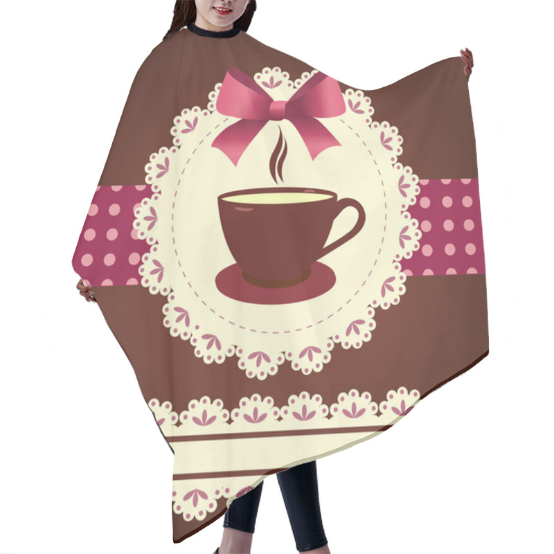 Personality  Vector Card With Coffee Mug Hair Cutting Cape