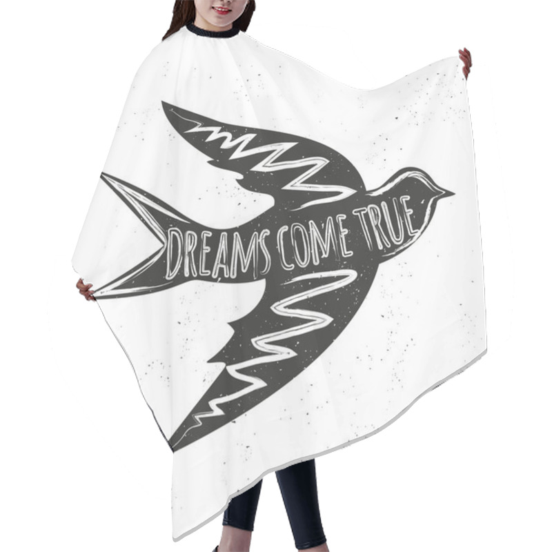 Personality  Flying Swallow With Inspirational Quote Hair Cutting Cape