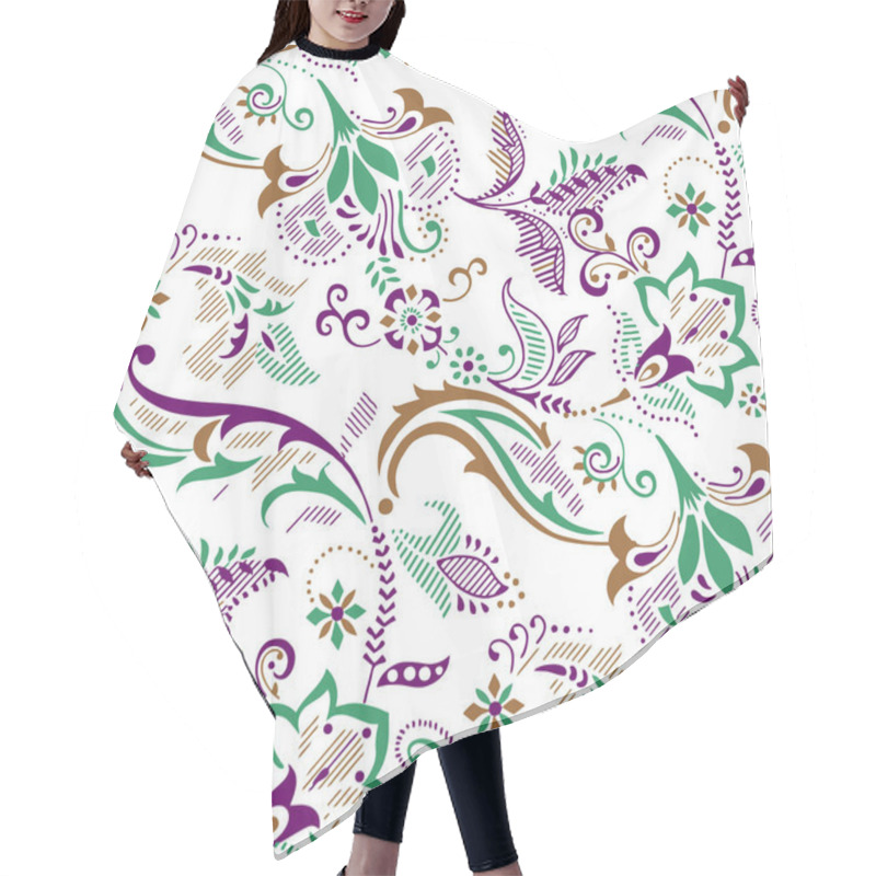 Personality  Seamless Pattern With Paisley And Flowers Hair Cutting Cape