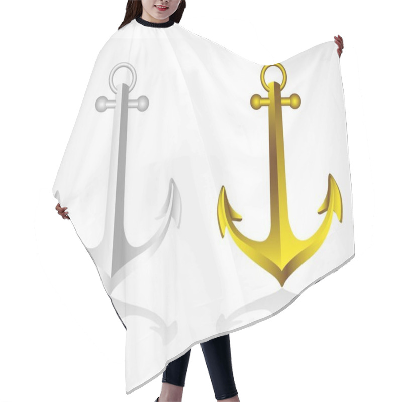 Personality  Anchors Gold And Silver Hair Cutting Cape