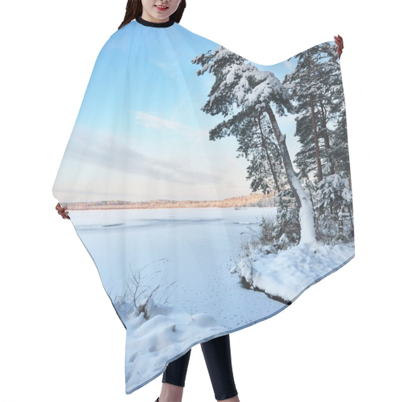 Personality  Lake In A Winter Forest On A Bright Day Hair Cutting Cape