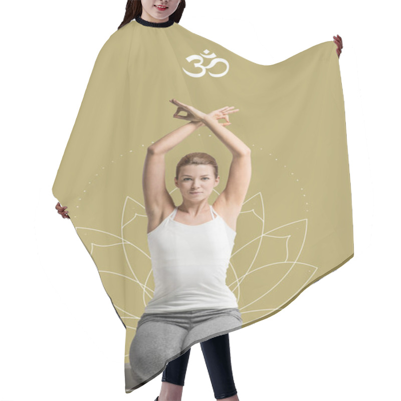 Personality  Woman Practicing Yoga Hair Cutting Cape