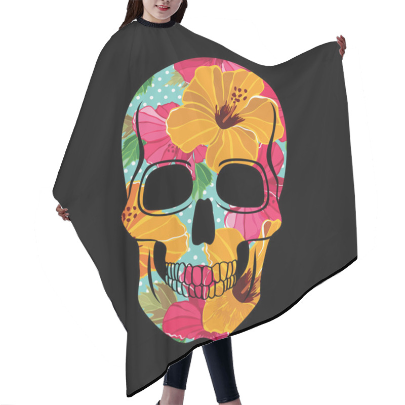 Personality  Skull With Floral Ornament.Vector Illustration. Hair Cutting Cape