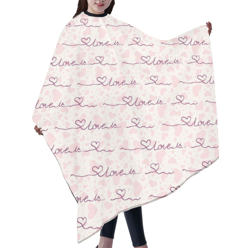 Personality  Vector Seamless Pattern Of Hearts With The Inscription Hair Cutting Cape