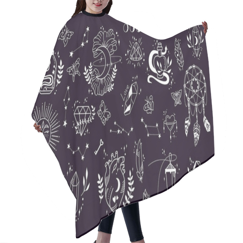 Personality  Mystic Astrology Witch Magic Symbol Doodle Esoteric Boho Occult Icon Element Hair Cutting Cape