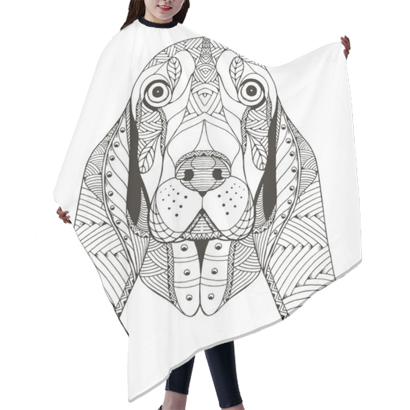 Personality  Basset Hound Head Zentangle Stylized, Vector, Illustration, Freehand Pencil, Hand Drawn, Pattern. Zen Art. Ornate Vector. Lace. Hair Cutting Cape