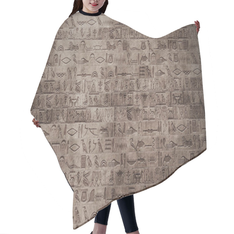 Personality  Vertical Egyptian Hieroglyphs Ancient Stone Wall Hair Cutting Cape