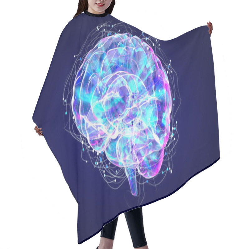 Personality  Brain Xray, Human Anatomy, 3D Illustrated Neurons Hair Cutting Cape