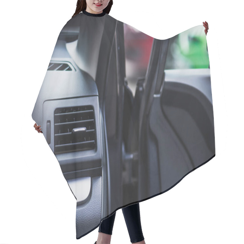 Personality  Selective Focus Of Car Interior With Open Front Door Hair Cutting Cape