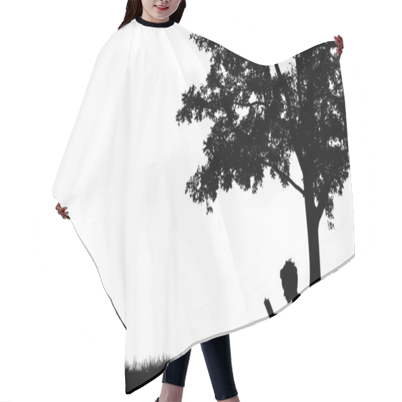 Personality  Silhouettes Of Children Read Book Under Tree Hair Cutting Cape