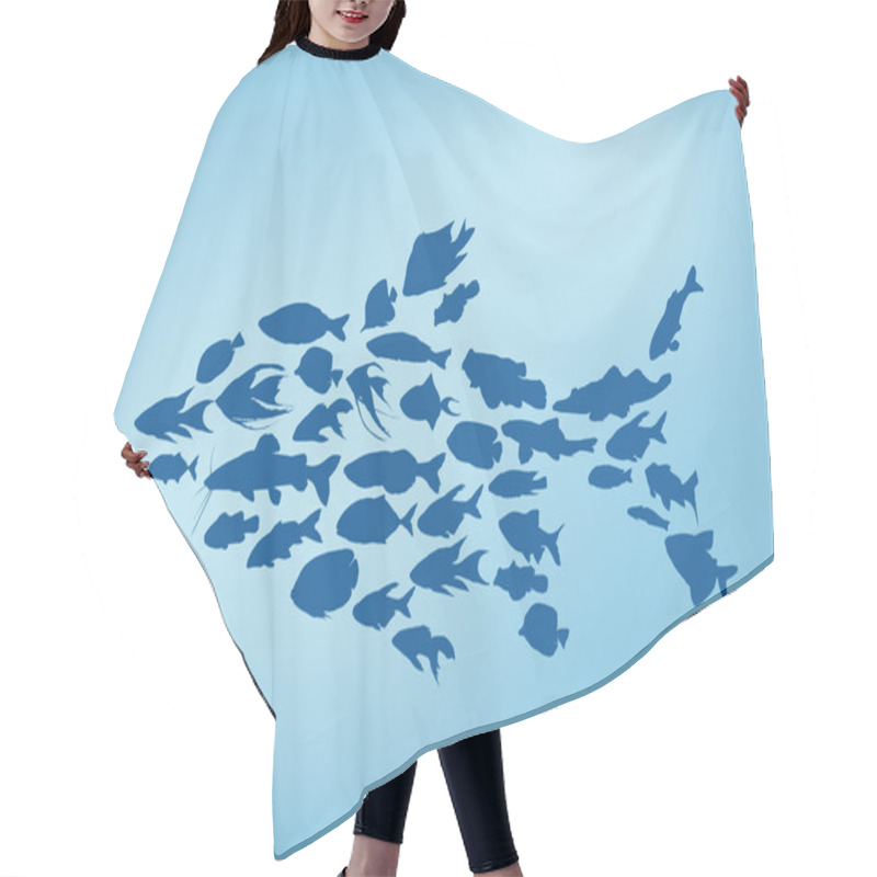 Personality  Complex Blue Fish Hair Cutting Cape