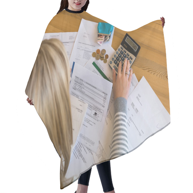 Personality  Woman With Unpaid Bills And Debts Hair Cutting Cape