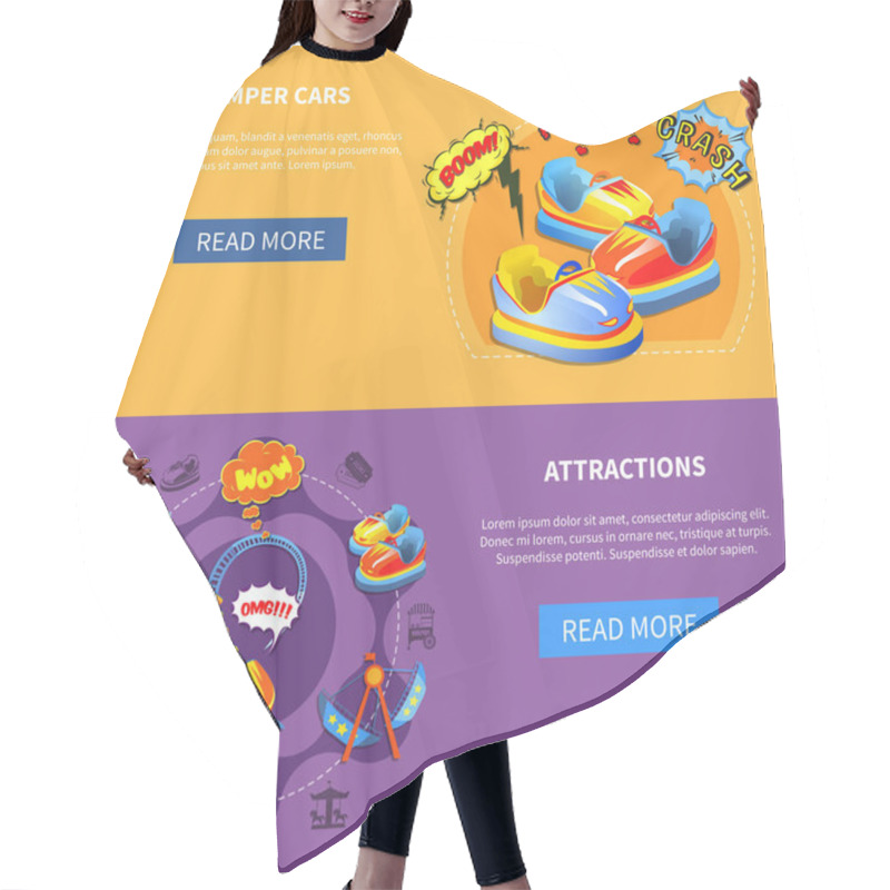 Personality  Bumper Cars And Attractions Flat Banners Hair Cutting Cape