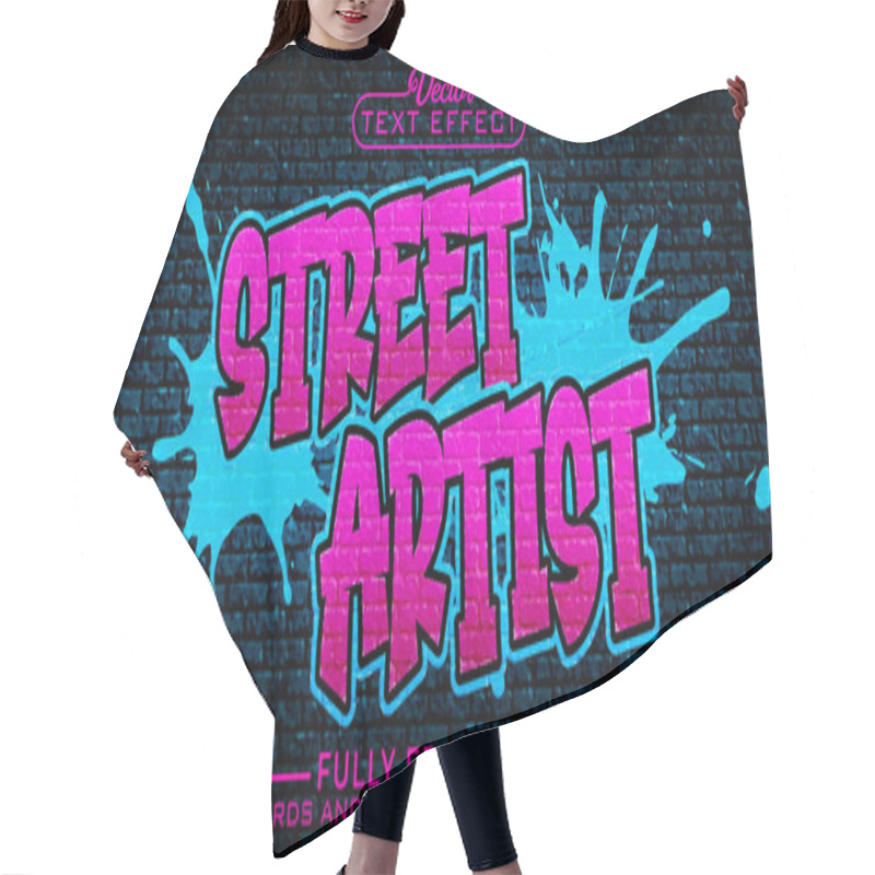 Personality  Grafitti Street Artist Vector Editable Text Effect Template Hair Cutting Cape