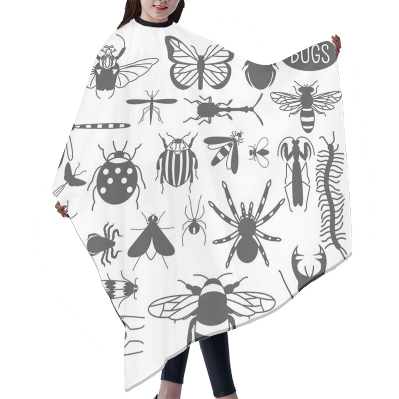 Personality  Insects Icon Flat Style. 24 Pieces In Set. Colour Version Hair Cutting Cape