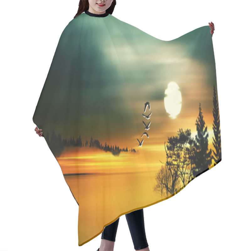 Personality  Beautiful Saturated Landscape Hair Cutting Cape