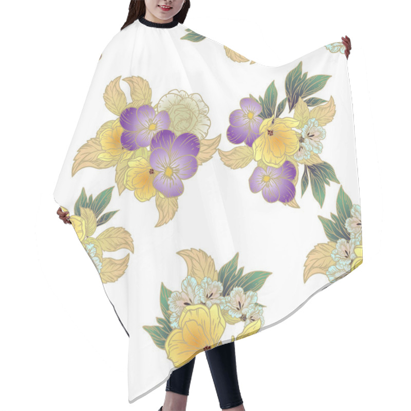 Personality  Flowers Print. Elegance Seamless Pattern. Hair Cutting Cape