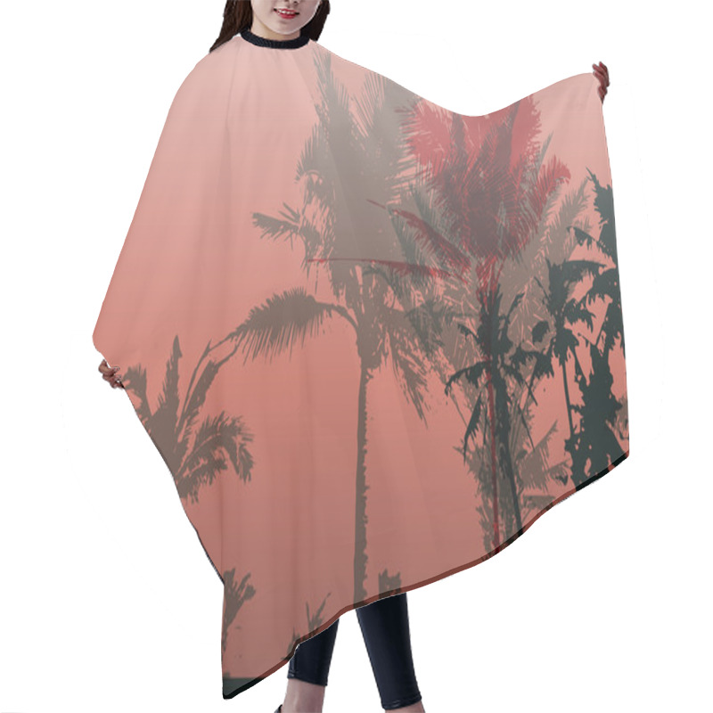 Personality  Palm Tree Print Hair Cutting Cape