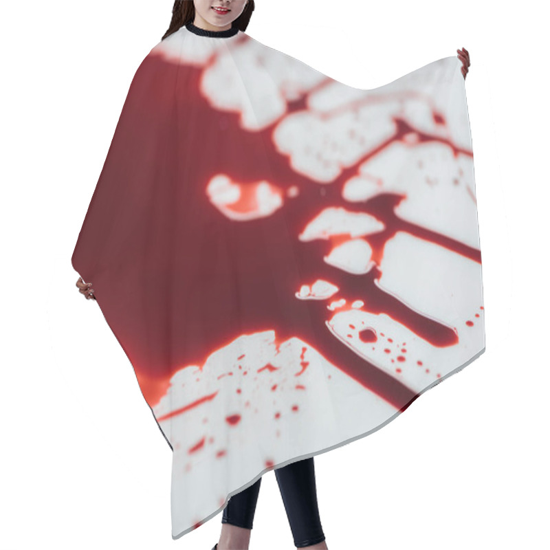 Personality  Close-up Shot Of Blood Droplets On White Surface Hair Cutting Cape