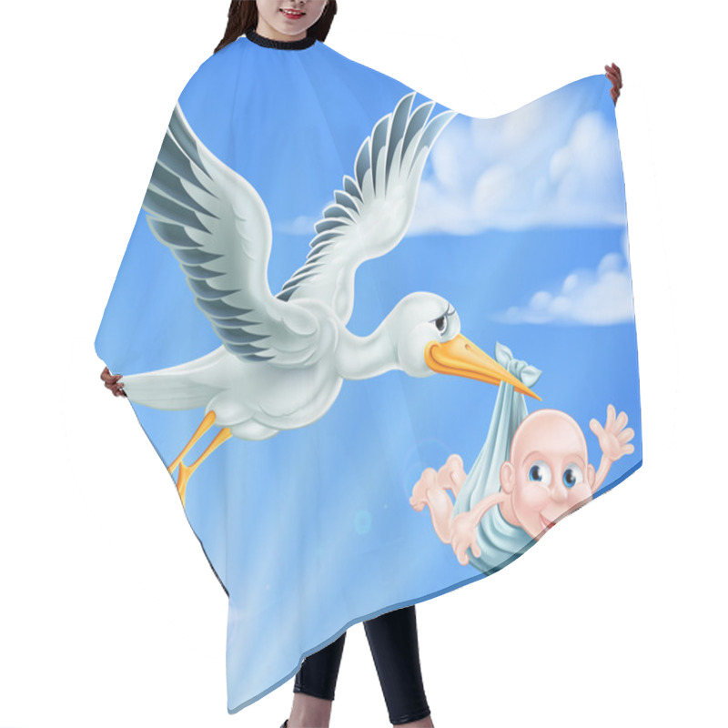 Personality  Stork And Baby Illustration Hair Cutting Cape