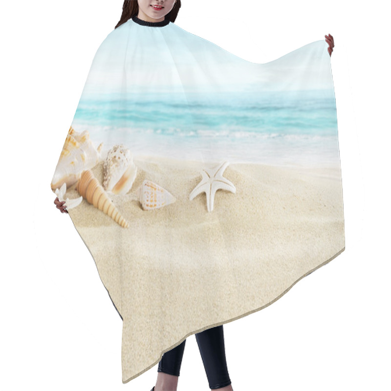 Personality  Shells On Sandy Beach Hair Cutting Cape