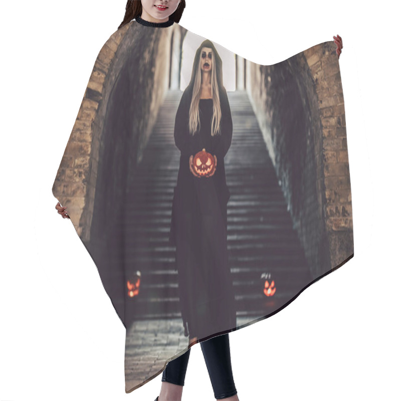 Personality  Halloween Black Witch Hair Cutting Cape