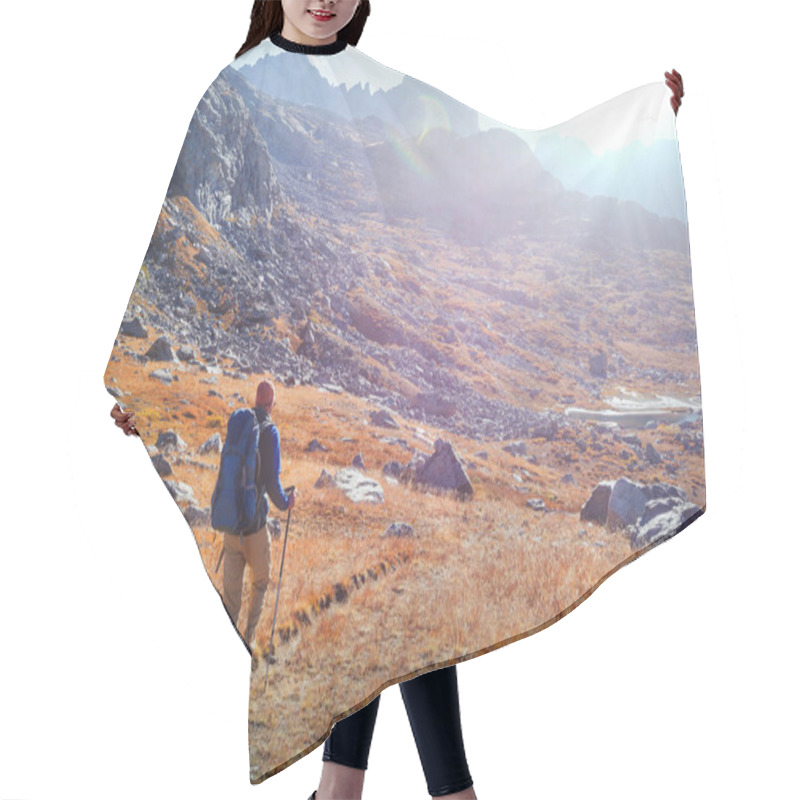 Personality  Hike In The Autumn Mountains. Fall Season Theme. Hair Cutting Cape