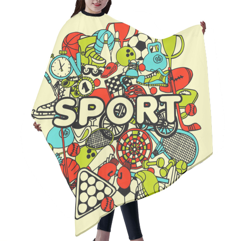 Personality  Sport Doodle Collage Hair Cutting Cape