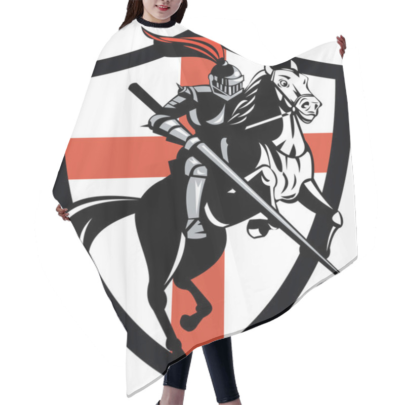 Personality  English Knight Riding Horse England Flag Retro Hair Cutting Cape