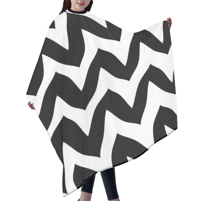 Personality  Geometric Simple Zigzag Print, Wave Pattern Hair Cutting Cape