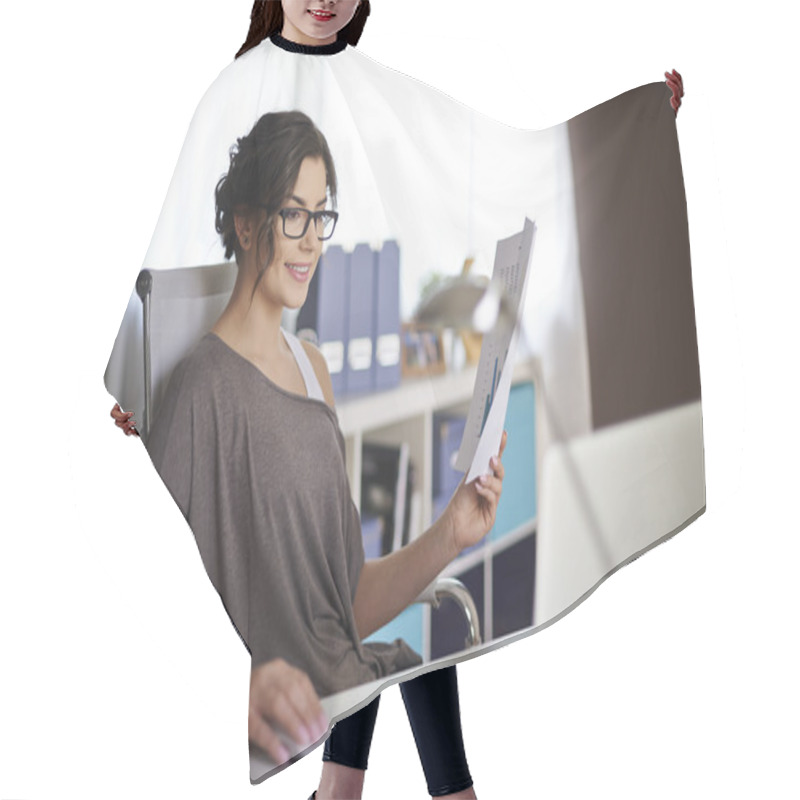 Personality  Young Woman Working At Home Hair Cutting Cape