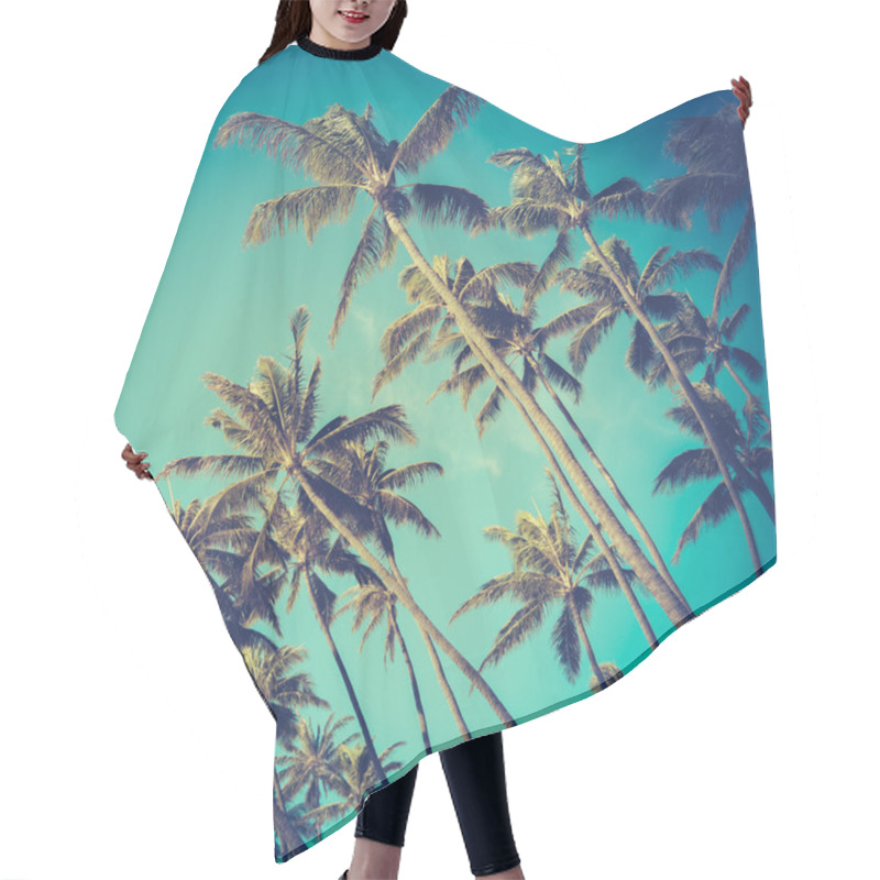 Personality  Retro Diagonal Palm Trees In Hawaii Hair Cutting Cape